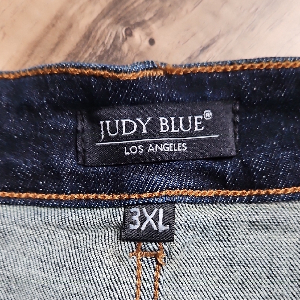 Judy Blue High Waist Dark Indigo Blue Denim Women's Shorts NWT 3XL - Picture 4 of 13